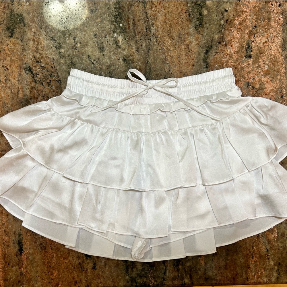 Tiered ruffle mini skirt